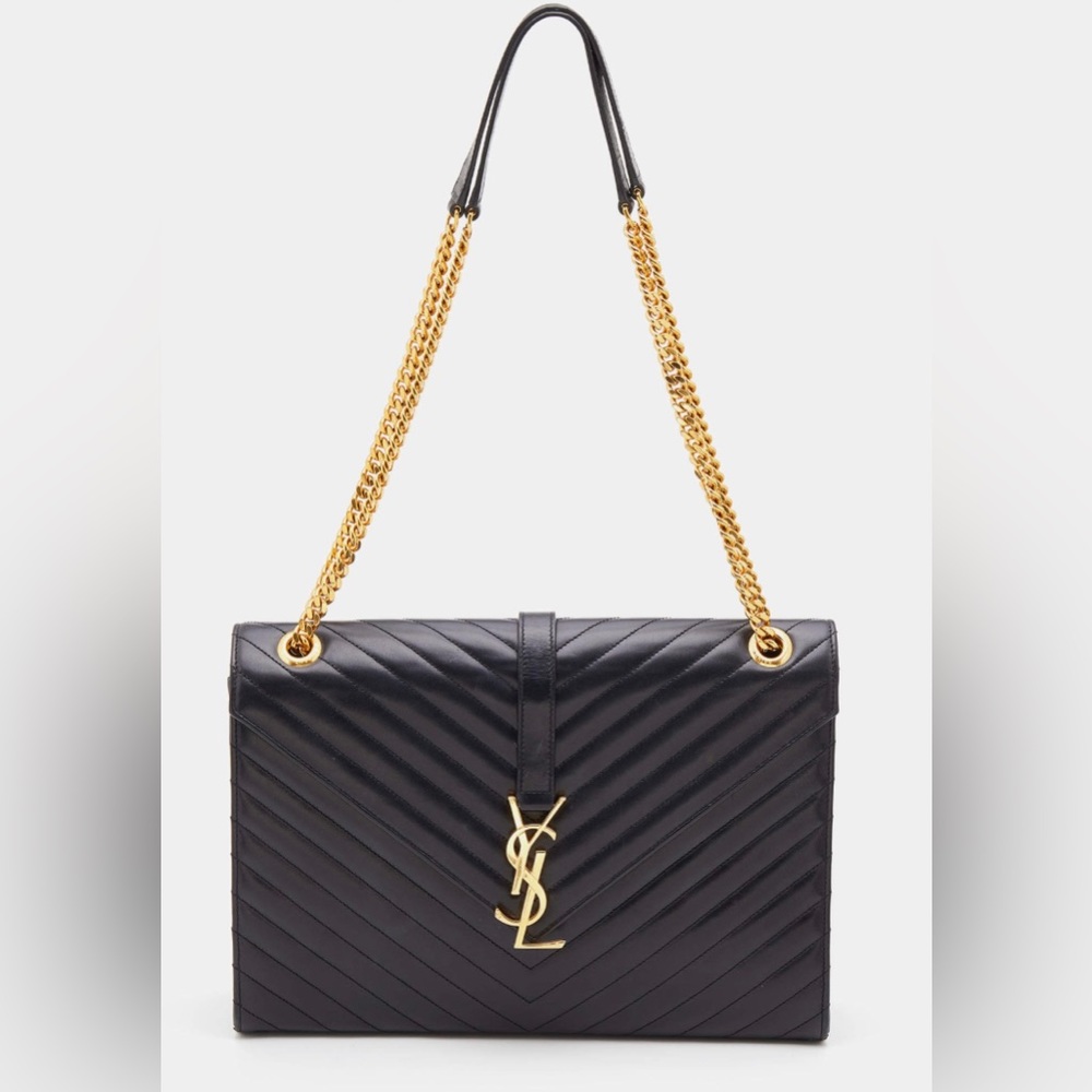 Authentic Saint Laurent Grand De Poudre Matelasse Chevron Large handbag